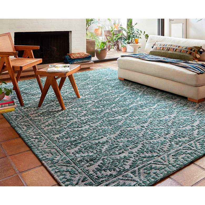 Yeshaia YES-08 5&#39;x7&#39;6&quot; Teal and Dove Rectangular Area Rug
