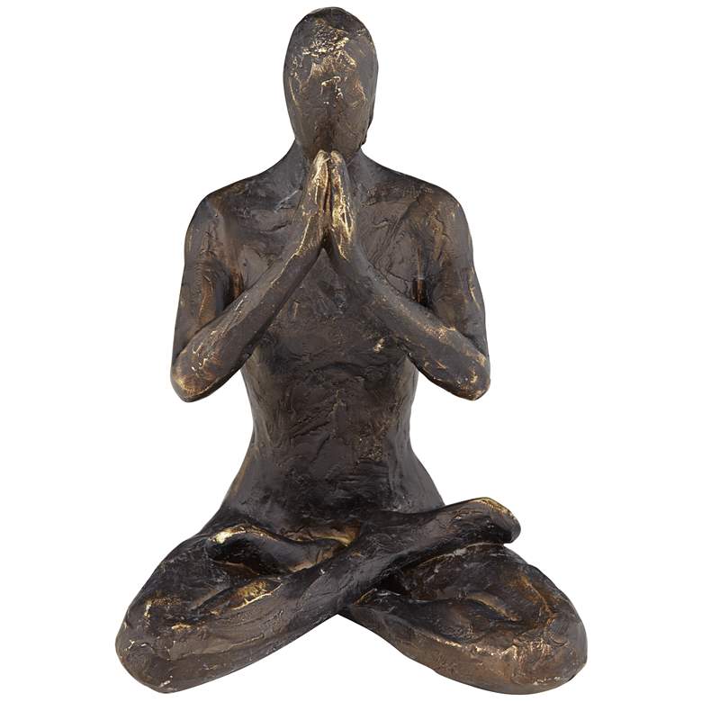 Yoga Woman in Lotus Pose 6 3/4&quot; High Matte Bronze Statue