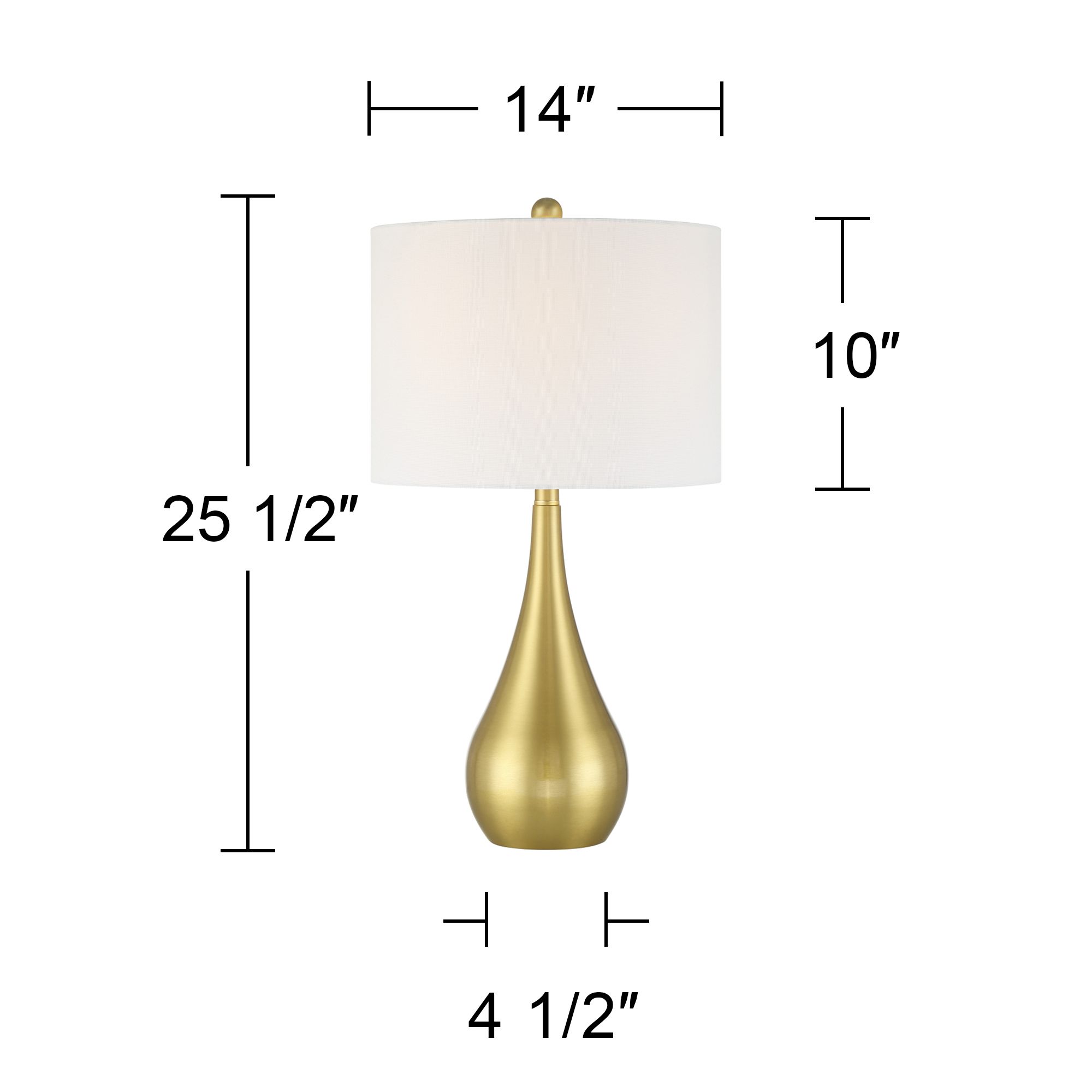 Yolanda 25 1/2" High Gold Teardrop Table Lamp Set