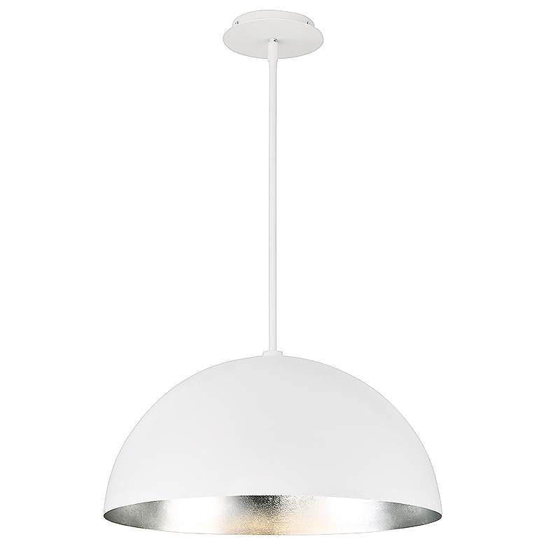 Image 1 Yolo 18" Wide White and Silver Leaf LED Pendant Light