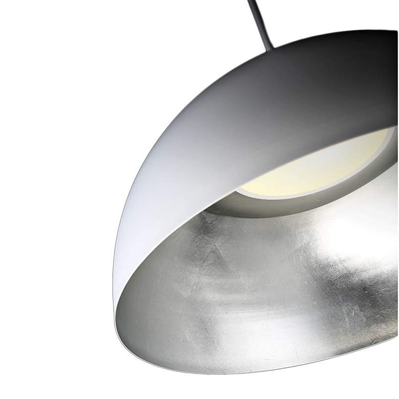 Image 2 Yolo 18 inch Wide White and Silver Leaf LED Pendant Light more views