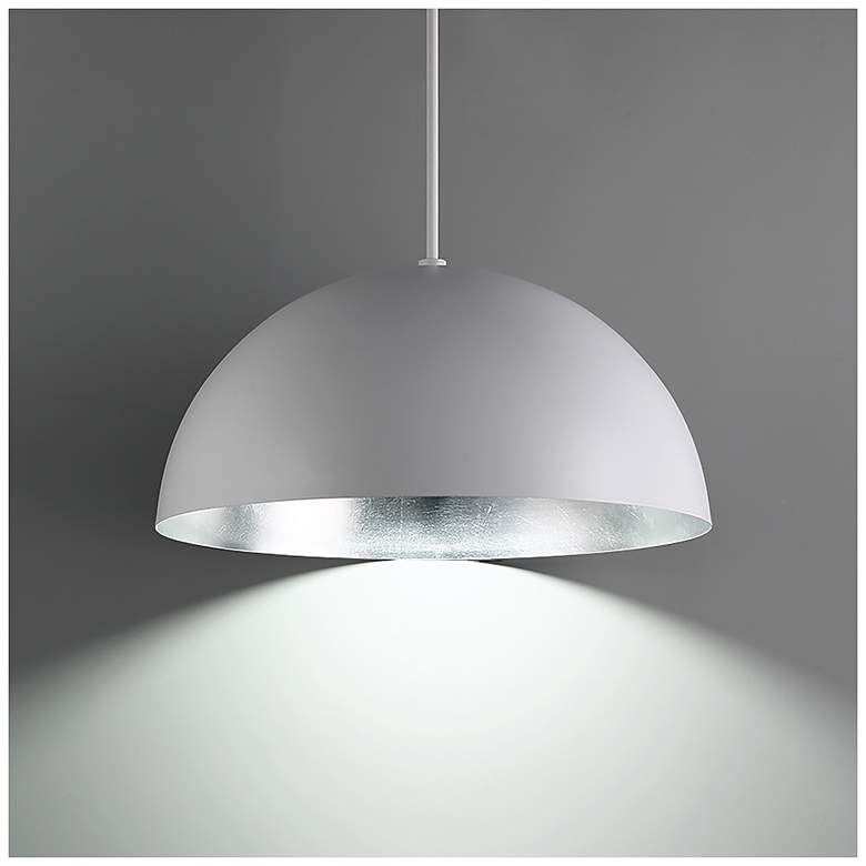 Image 2 Yolo 26in LED Pendant 3000K in White with Silver Leaf more views