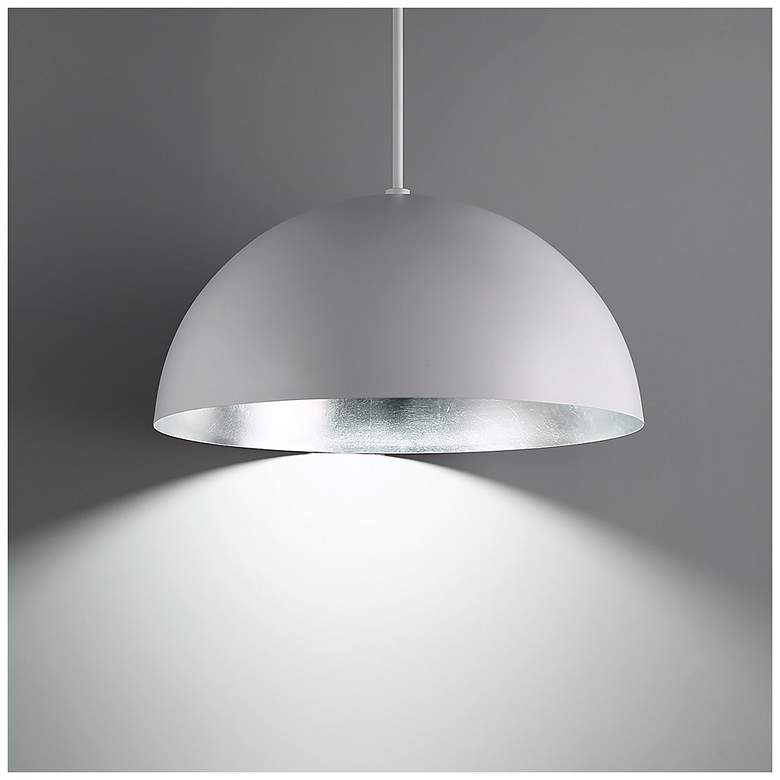 Image 3 Yolo 26in LED Pendant 3000K in White with Silver Leaf more views