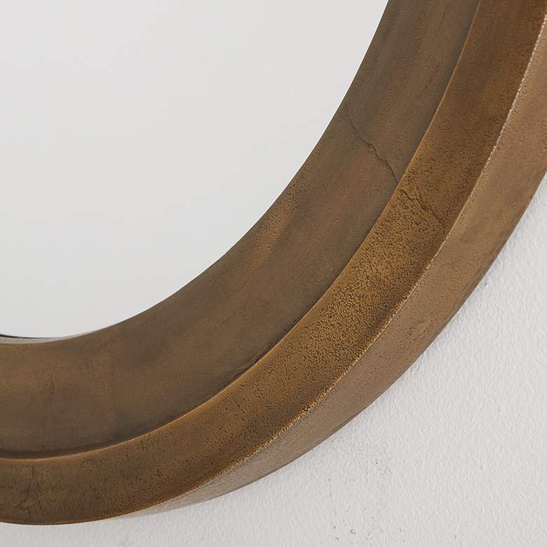Image 3 Yolo Oxidized Brass 32 1/2 Round Wall Mirror more views