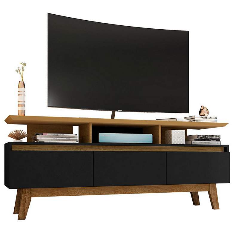 Image 1 Yonkers 62.99 TV Stand in Black and Cinnamon