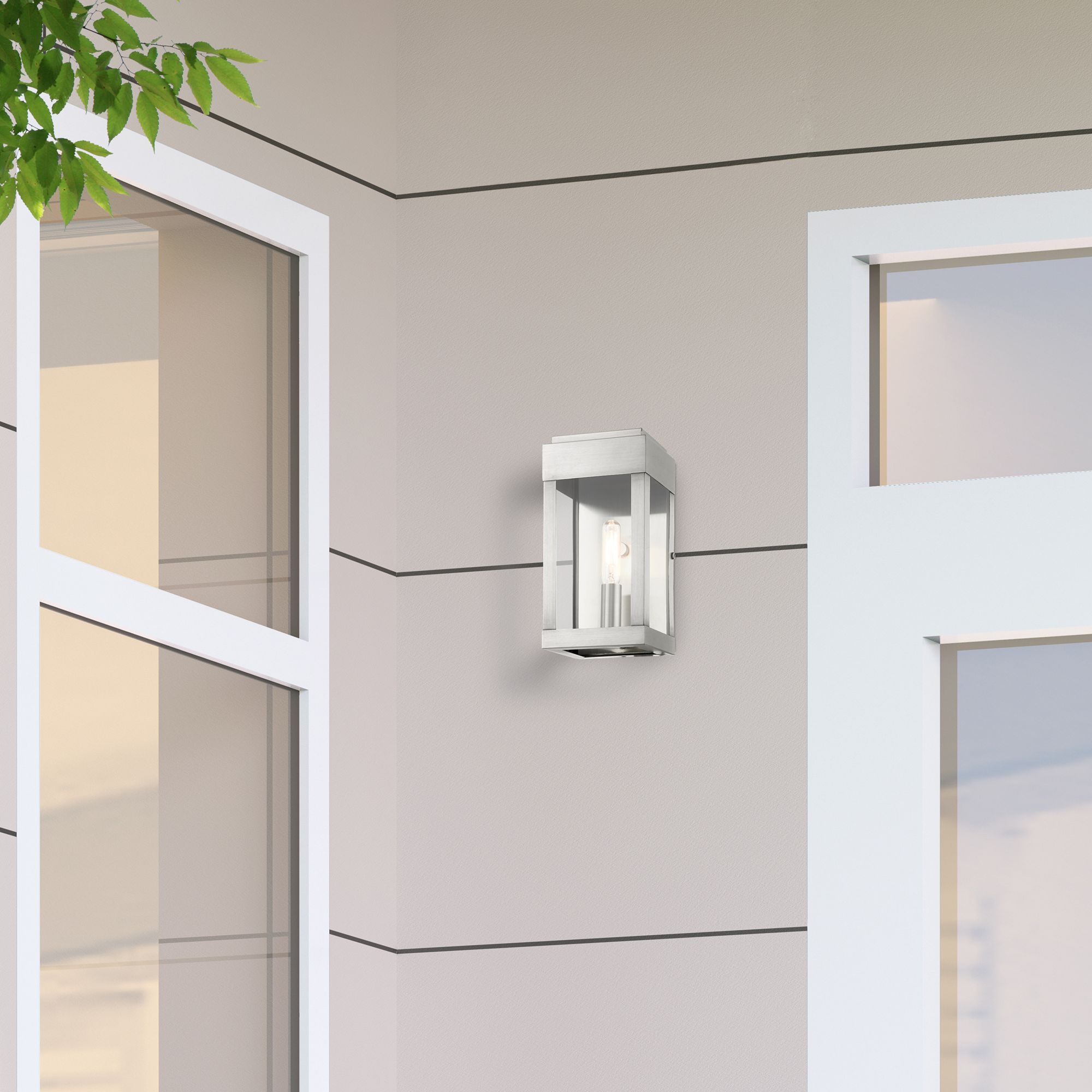 York 1 Light Brushed Nickel Outdoor ADA Wall Lantern
