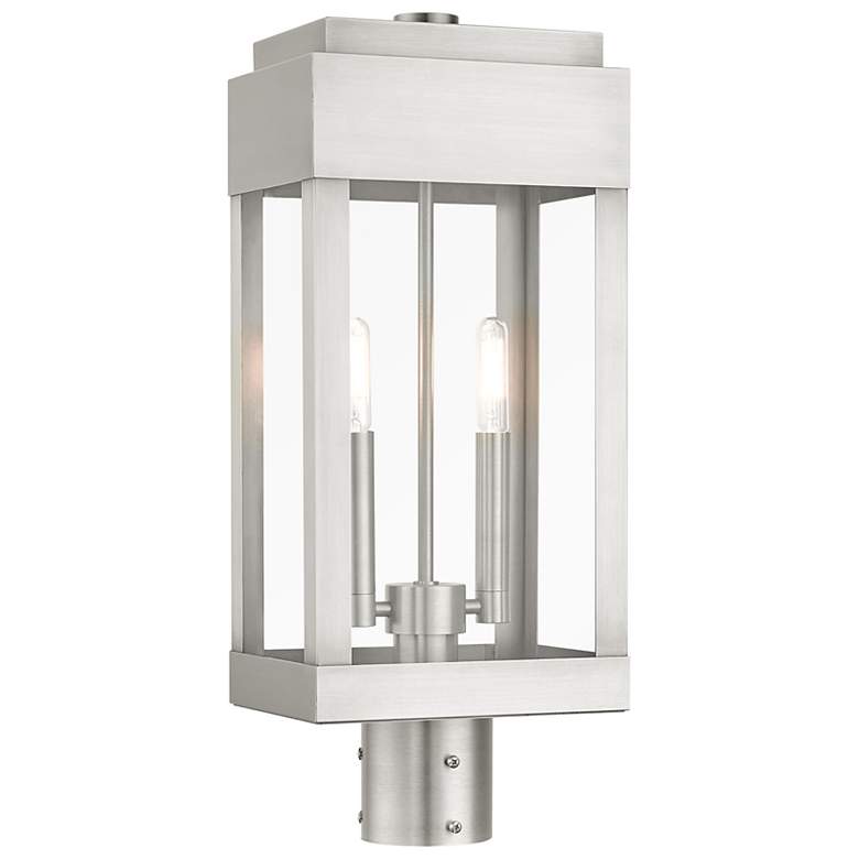 Image 2 York 19 3/4" High Brushed Nickel 2-Light Outdoor Post Light