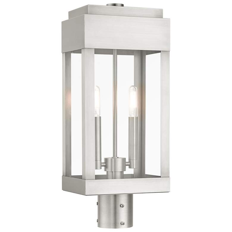 Image 1 York 2 Light Brushed Nickel Outdoor Post Top Lantern