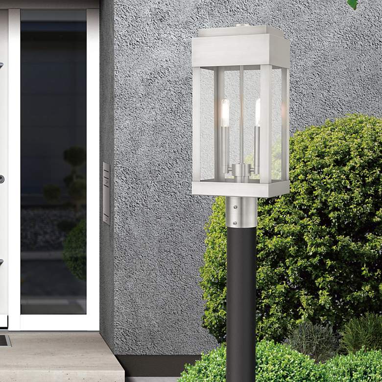 Image 1 York 2 Light Brushed Nickel Outdoor Post Top Lantern