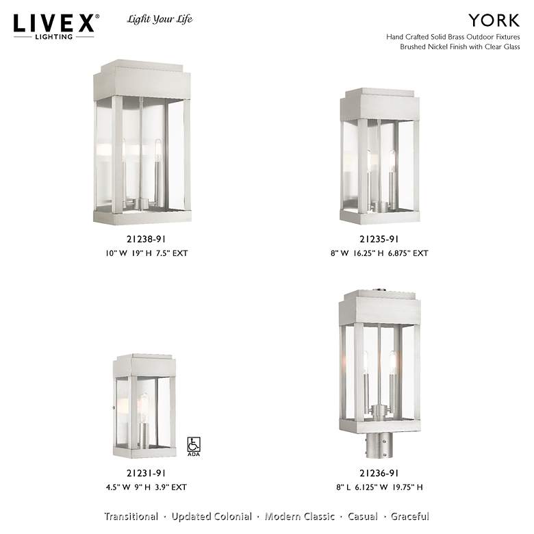 Image 3 York 2 Light Brushed Nickel Outdoor Post Top Lantern more views