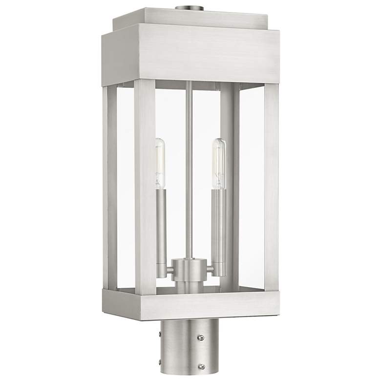 Image 4 York 2 Light Brushed Nickel Outdoor Post Top Lantern more views