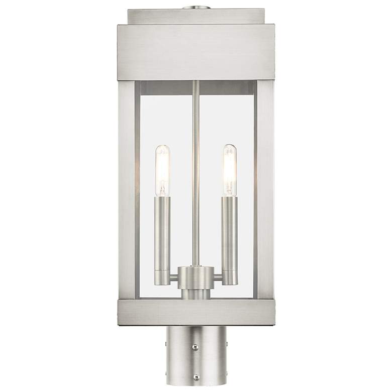 Image 5 York 2 Light Brushed Nickel Outdoor Post Top Lantern more views