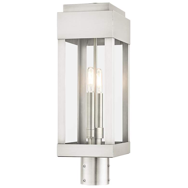 Image 7 York 2 Light Brushed Nickel Outdoor Post Top Lantern more views