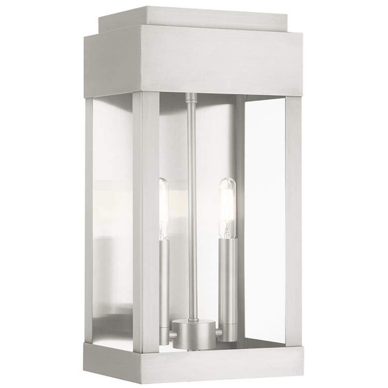 Image 1 York 2 Light Brushed Nickel Outdoor Wall Lantern