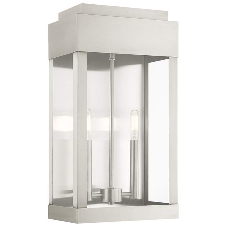 Image 1 York 2 Light Brushed Nickel Outdoor Wall Lantern