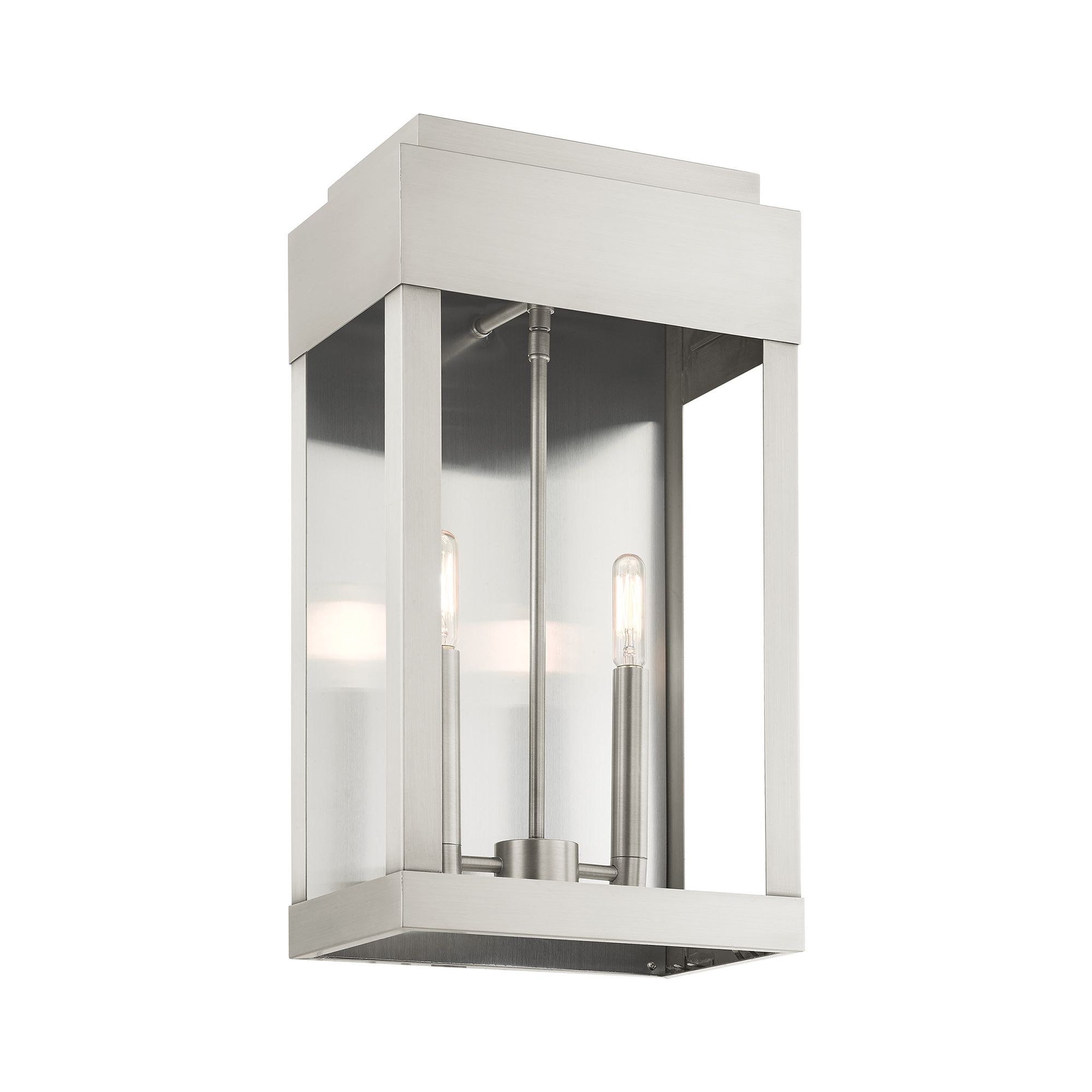 Image 5 York 2 Light Brushed Nickel Outdoor Wall Lantern more views
