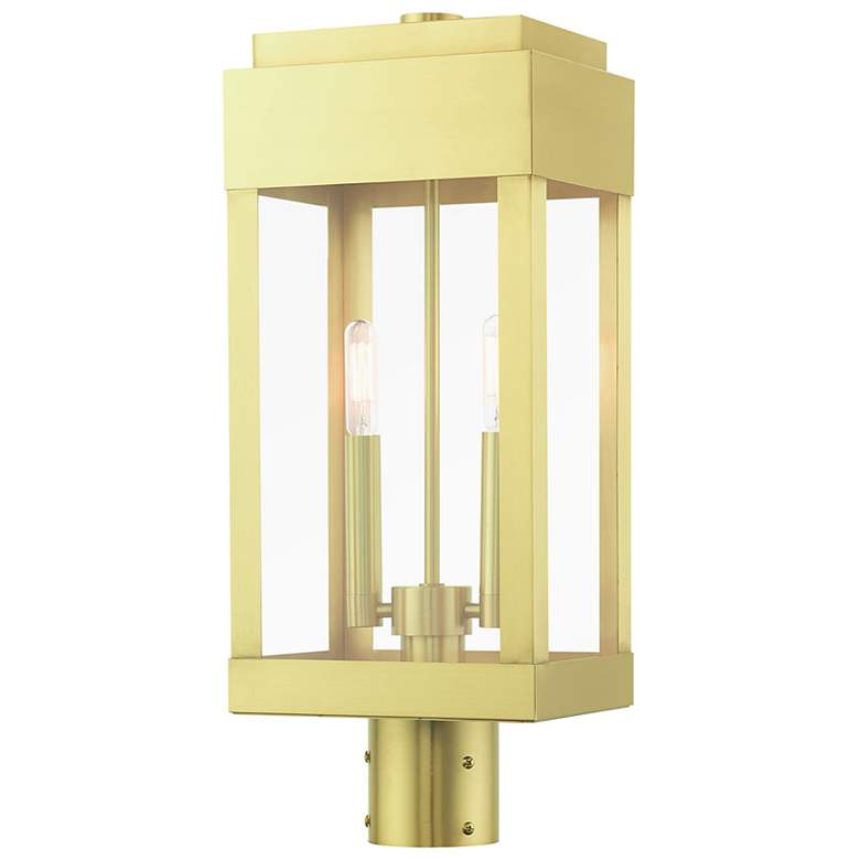 Image 2 York 2 Light Satin Brass Outdoor Post Top Lantern