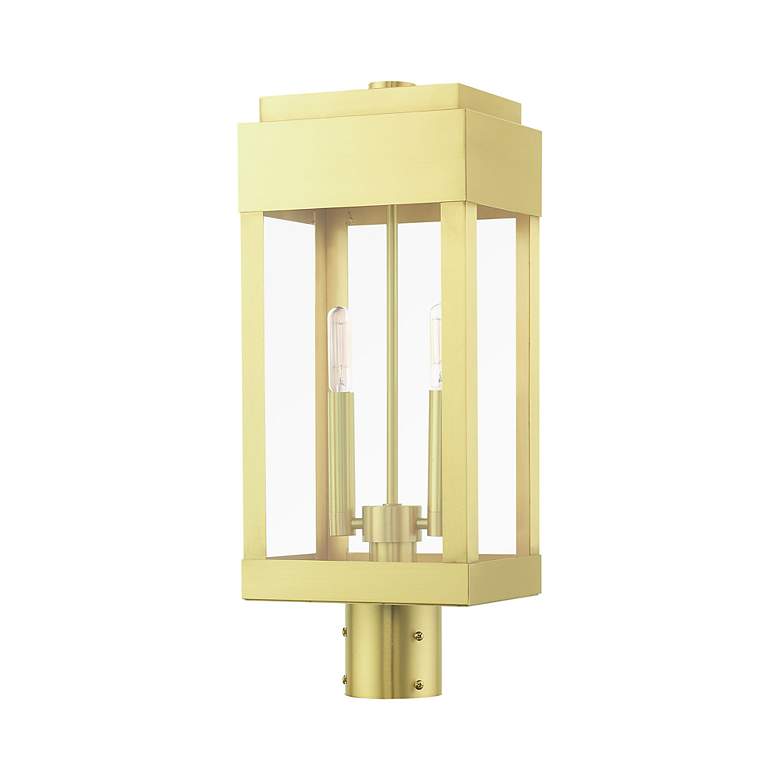 Image 3 York 2 Light Satin Brass Outdoor Post Top Lantern more views
