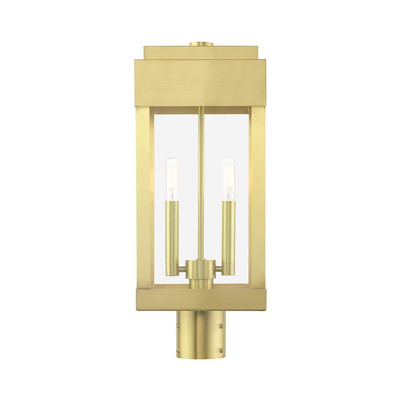 Image 4 York 2 Light Satin Brass Outdoor Post Top Lantern more views
