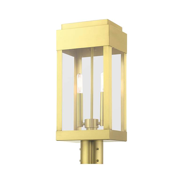 Image 5 York 2 Light Satin Brass Outdoor Post Top Lantern more views