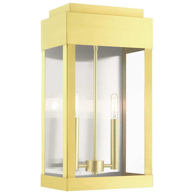 Image 1 York 2 Light Satin Brass Outdoor Wall Lantern