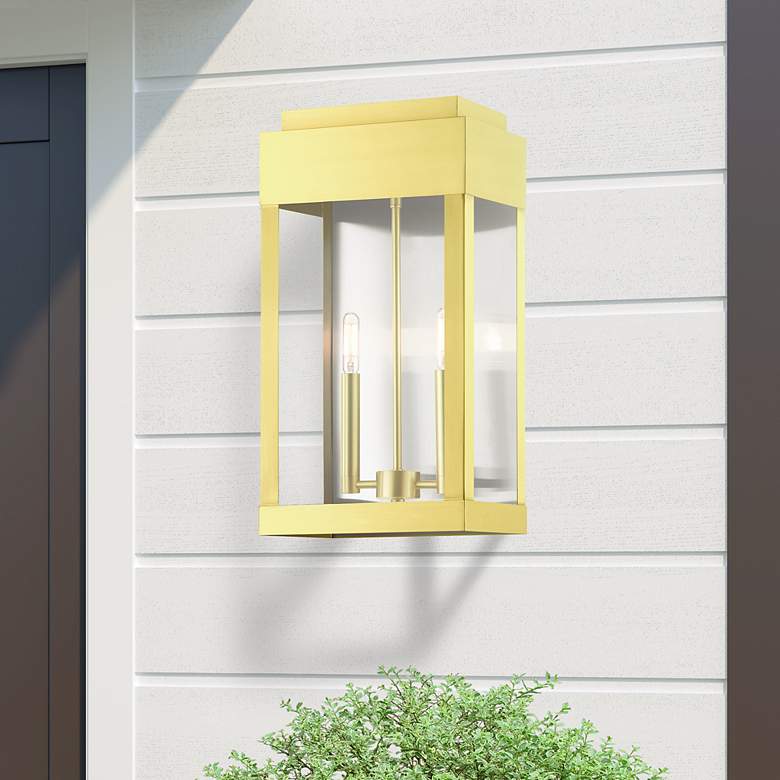 Image 1 York 2 Light Satin Brass Outdoor Wall Lantern