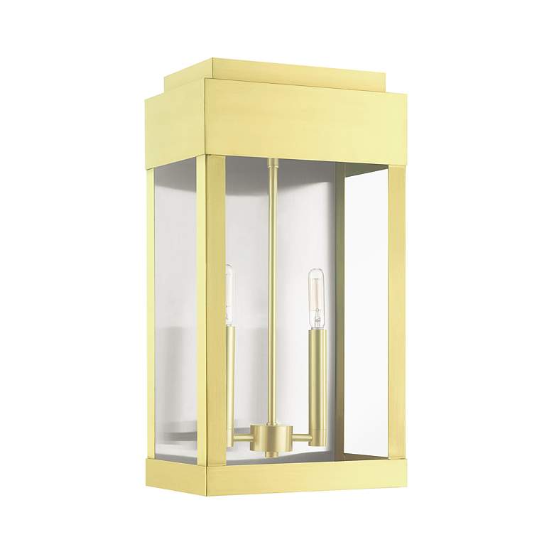 Image 3 York 2 Light Satin Brass Outdoor Wall Lantern more views