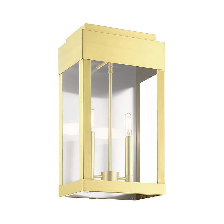 Image 5 York 2 Light Satin Brass Outdoor Wall Lantern more views