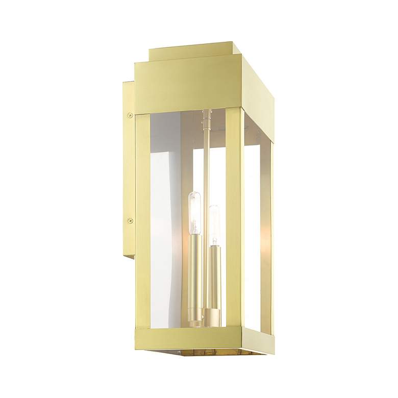 Image 6 York 2 Light Satin Brass Outdoor Wall Lantern more views