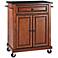 York 28 1/4" Wide Black Granite Cherry Kitchen Island Cart