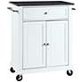 York 28 1/4" Wide Granite Top White Bar Cart or Kitchen Serving Cart