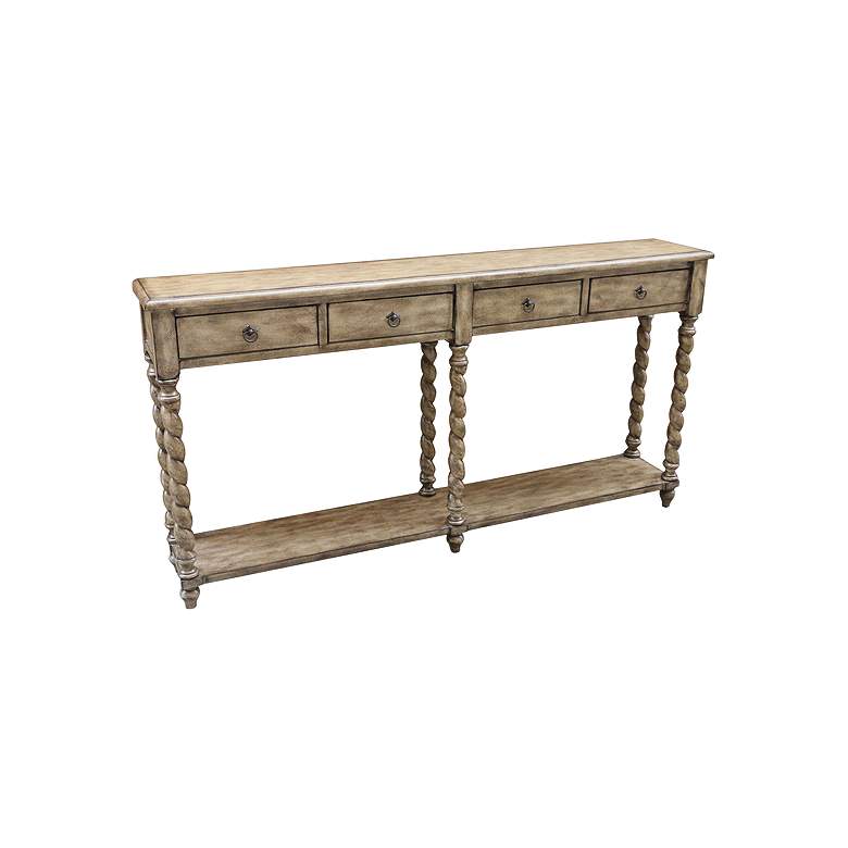 Image 1 York 68" Wide Sandstone Rope Twist 4-Drawer Console Table