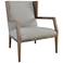 York Gray and White Striped Linen Blend Fabric Accent Chair