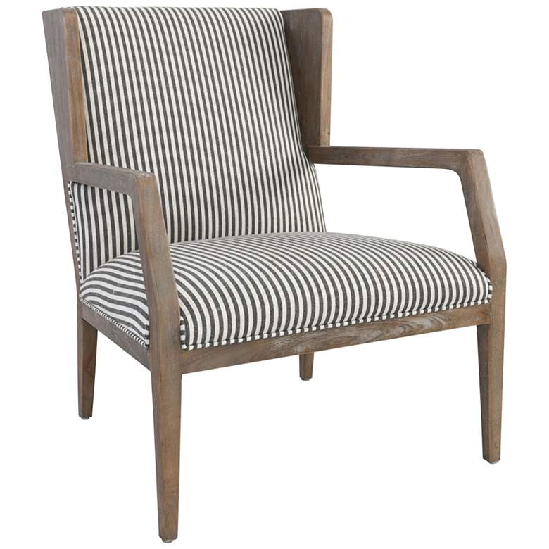 Image 1 York Gray and White Striped Linen Blend Fabric Accent Chair