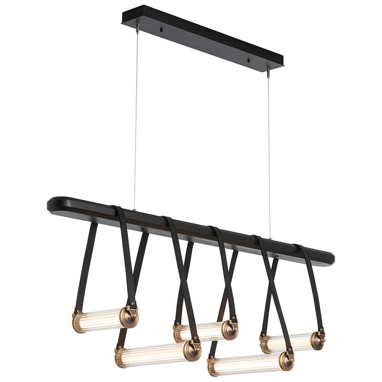Image 1 York Linear 5-Light LED Pendant - Brass - Black - Clear - Standard