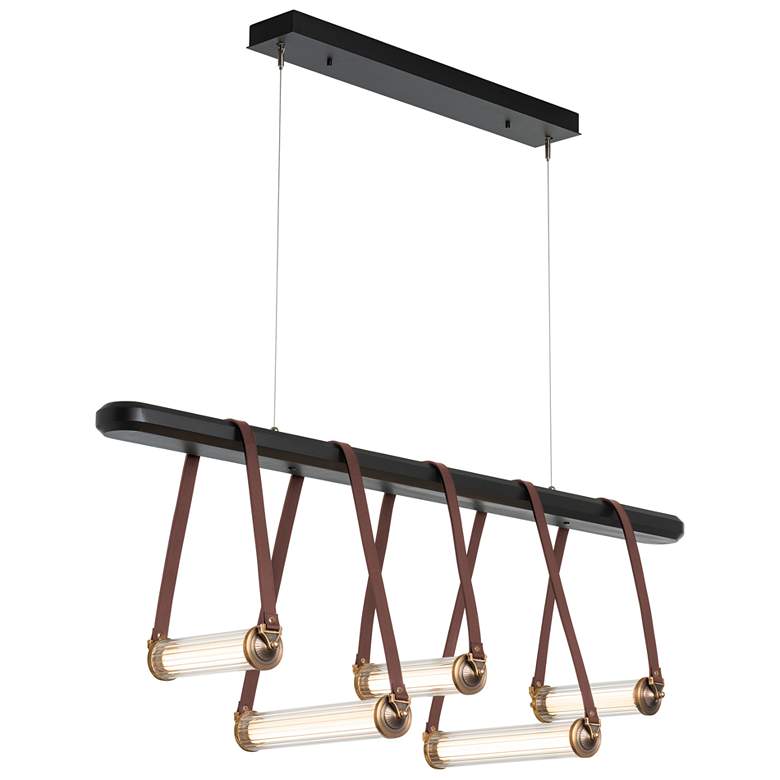 Image 1 York Linear 5-Light LED Pendant - Brass - Brown - Black - Clear - Standard