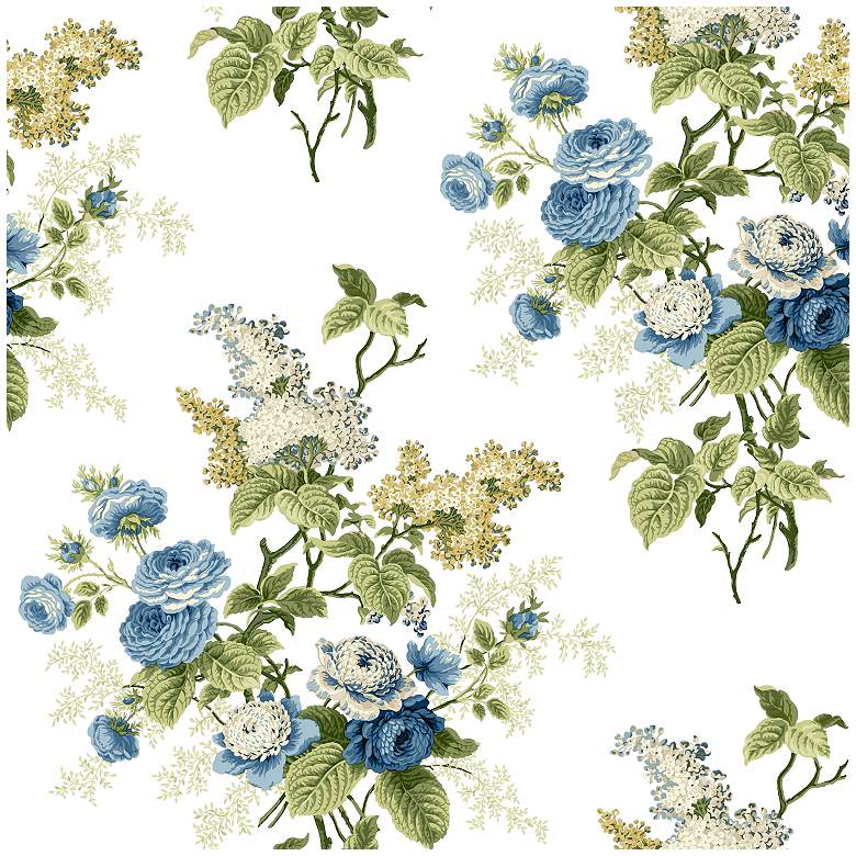 Image 1 York Sure Strip Blue Waverly Emma&#39;s Garden Wallpaper