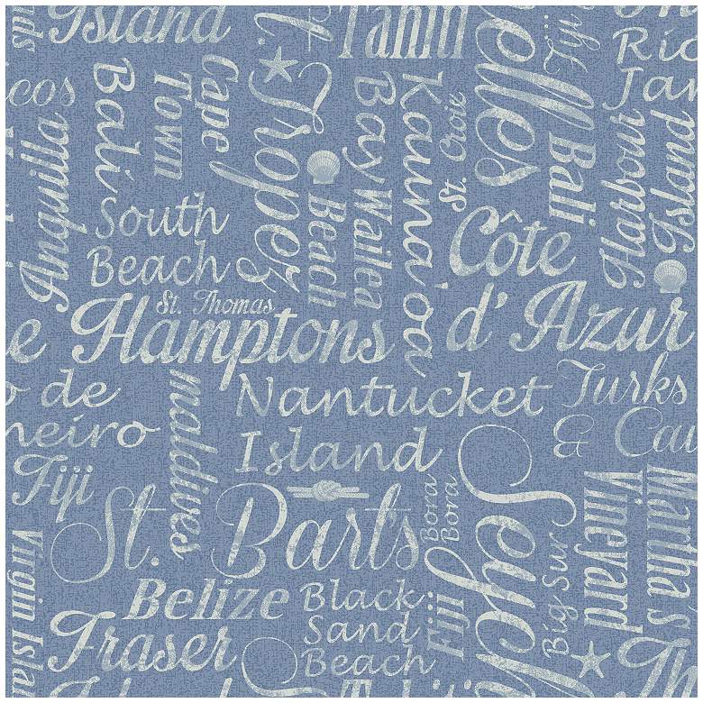 Image 1 York Sure Strip Chambray Blue Luxury Beaches Wallpaper
