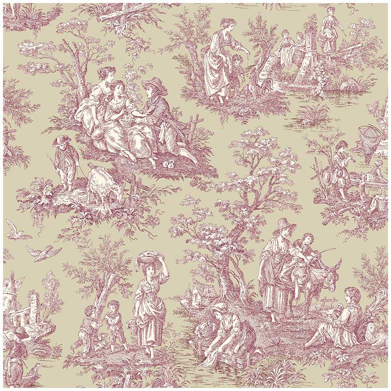 Image 1 York Sure Strip Cranberry Waverly Country Life Wallpaper