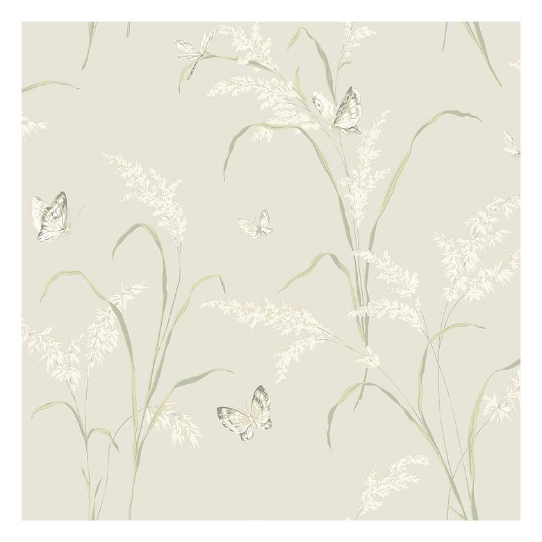 Image 1 York Sure Strip Cream Tall Grass with Butterflies Wallpaper