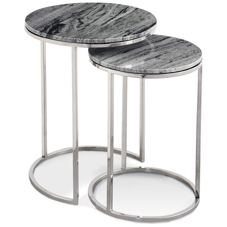 Image 1 Yorke 24 inch Black Marble and Chrome Nesting Tables