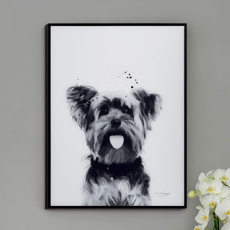 Image 1 Yorkshire Terrier 24"x18" Printed Glass Framed Wall Art