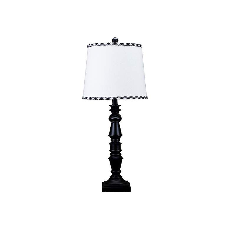Image 1 Yorktown Black Table Lamp with Black and White Trim Shade