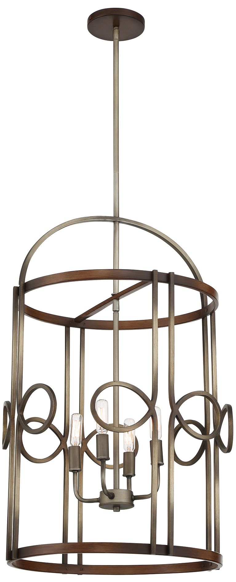 Image 5 Yorkville 18"W Darkwood with Silver Patina 4-Light Pendant more views