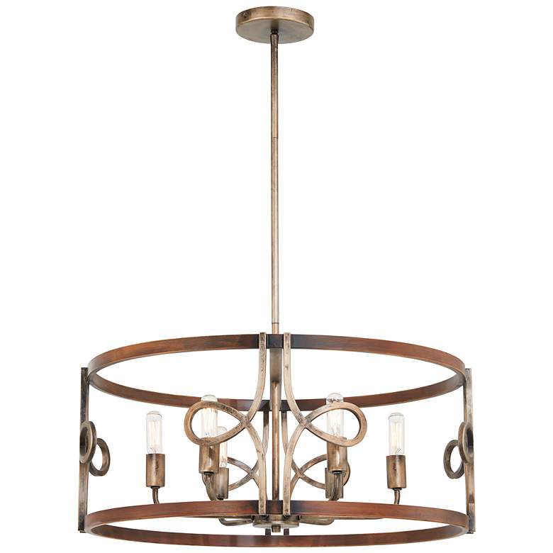 Image 2 Yorkville 24"W Darkwood with Silver Patina 6-Light Pendant