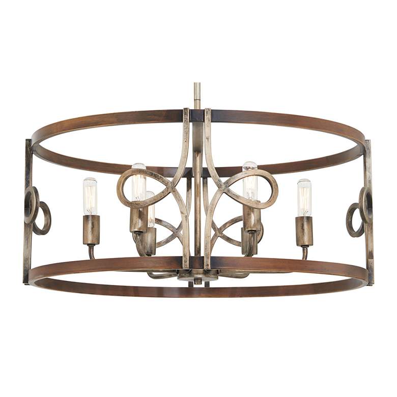 Image 3 Yorkville 24"W Darkwood with Silver Patina 6-Light Pendant more views