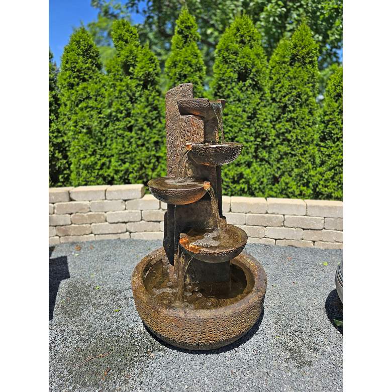 Image 1 Yosemite 48 1/2" High Relic Lava Tiered Outdoor LED Fountain