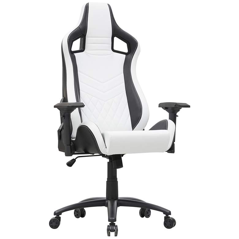 Image 1 Young Black White Faux Leather Adjustable Gaming Chair