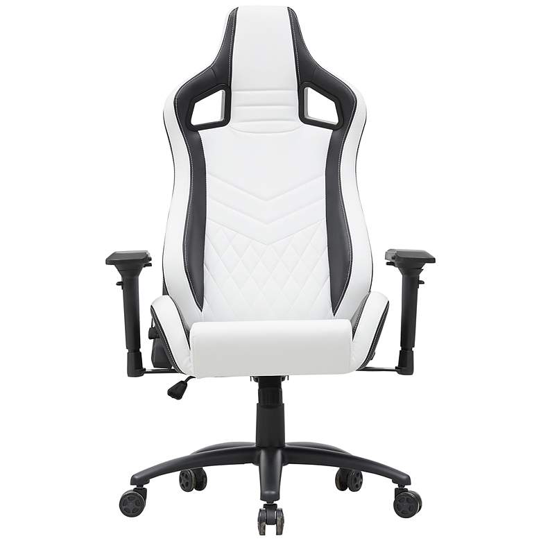 Image 5 Young Black White Faux Leather Adjustable Gaming Chair more views