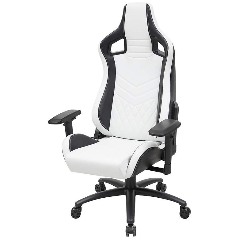 Image 6 Young Black White Faux Leather Adjustable Gaming Chair more views